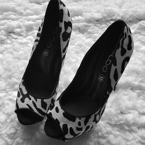 Aldo Black & White Hide Stilettos